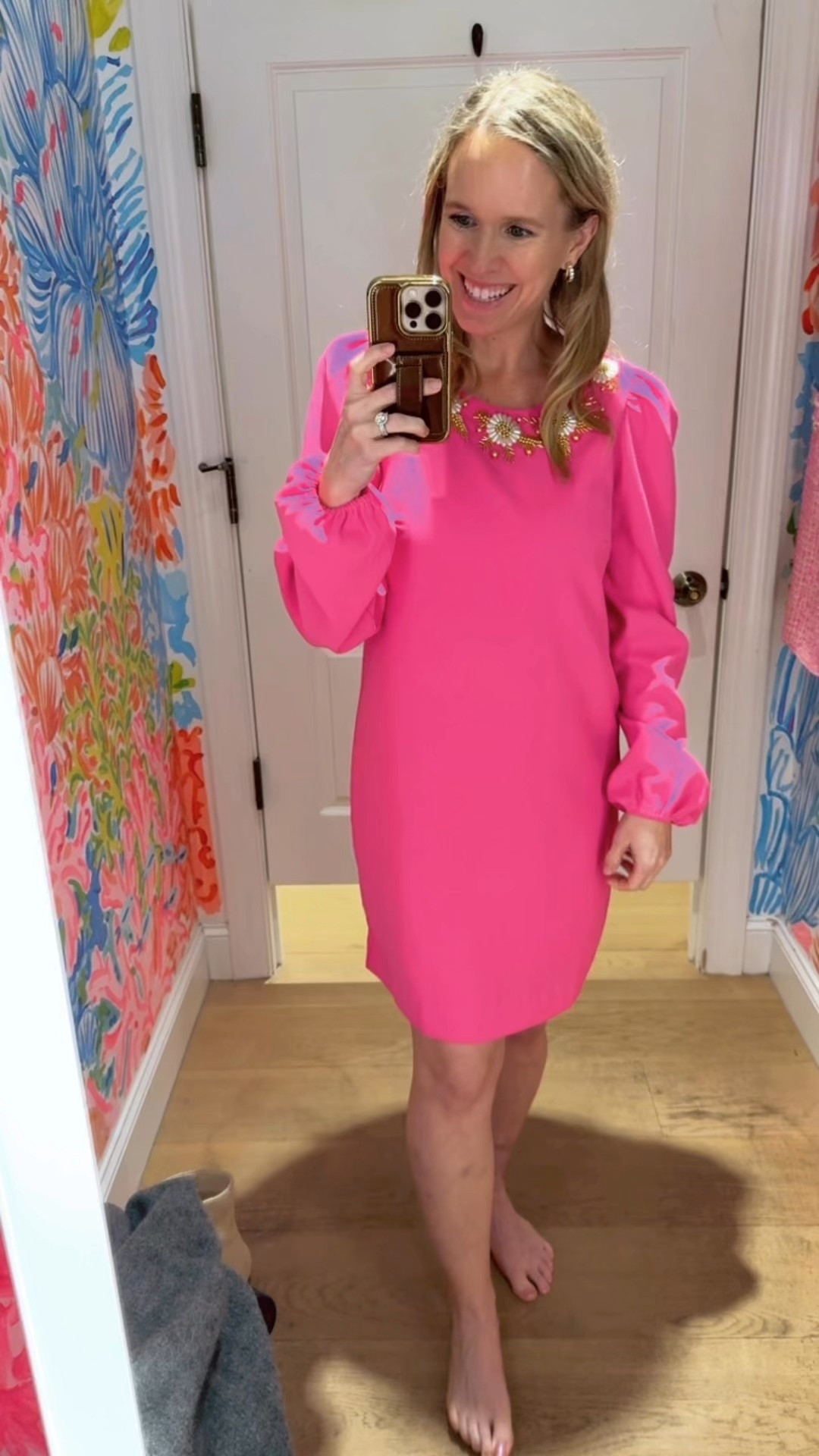 Lilly Pulitzer dress on sale with beautiful floral beading 

Wearing this in second trimester 

#LTKSeasonal #LTKTravel #LTKWedding