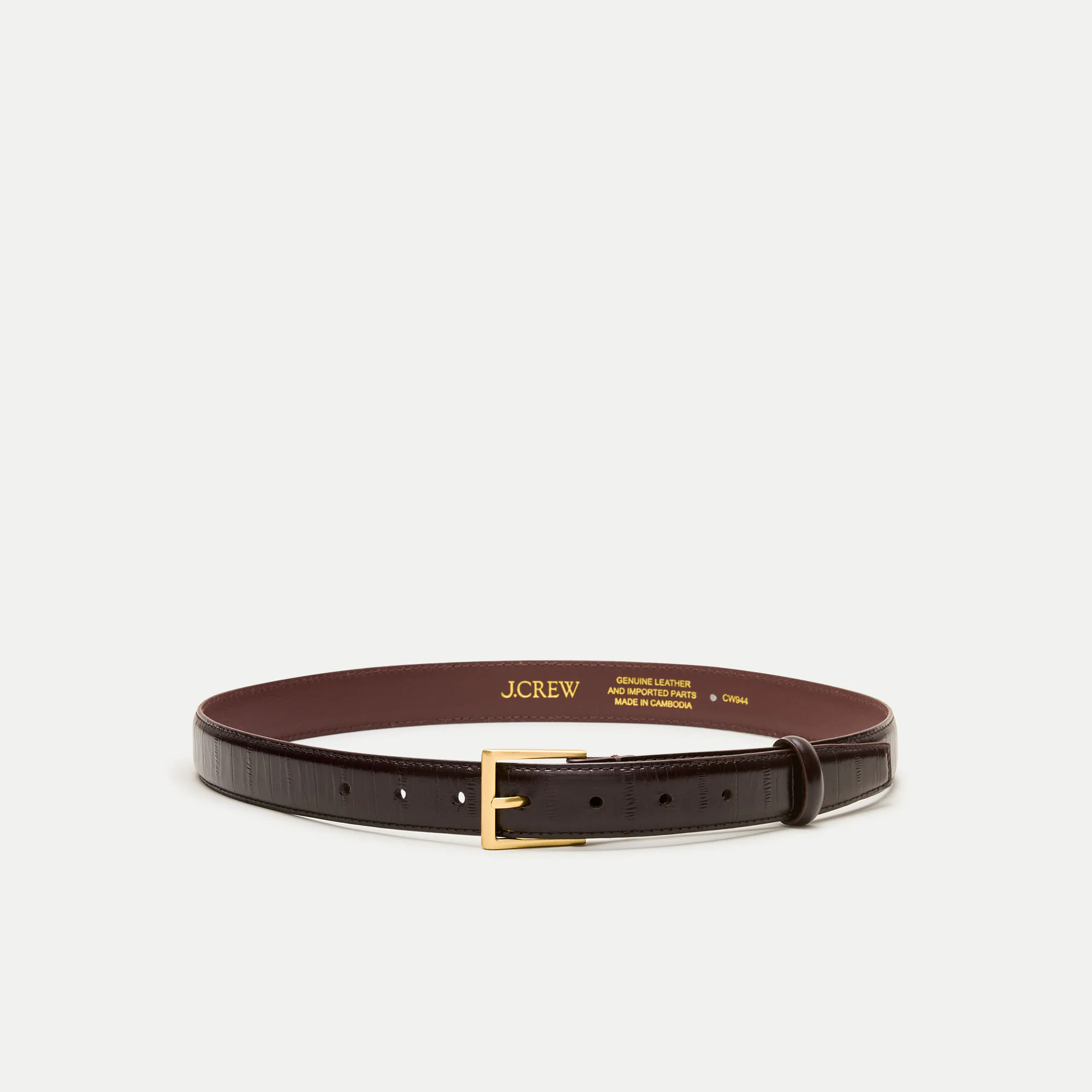 Berkeley mid belt in eel-embossed leather | J. Crew US