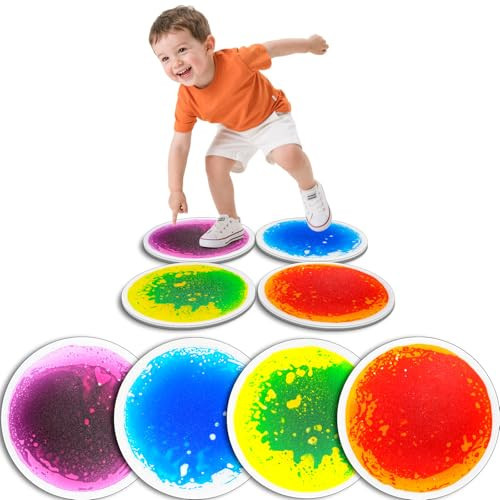 Sensory Circles Mats Liquid Tiles - Pack of 4 Round Sensory Floor Pads for Kids Autism Classroom | Amazon (US)