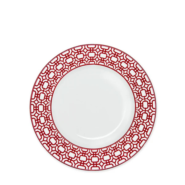 Newport Garden Gate Crimson Rimmed Salad Plate | Caskata