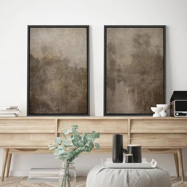 " Grunge Black And Gold Stroke Landscape " 2 - Pieces | Wayfair North America