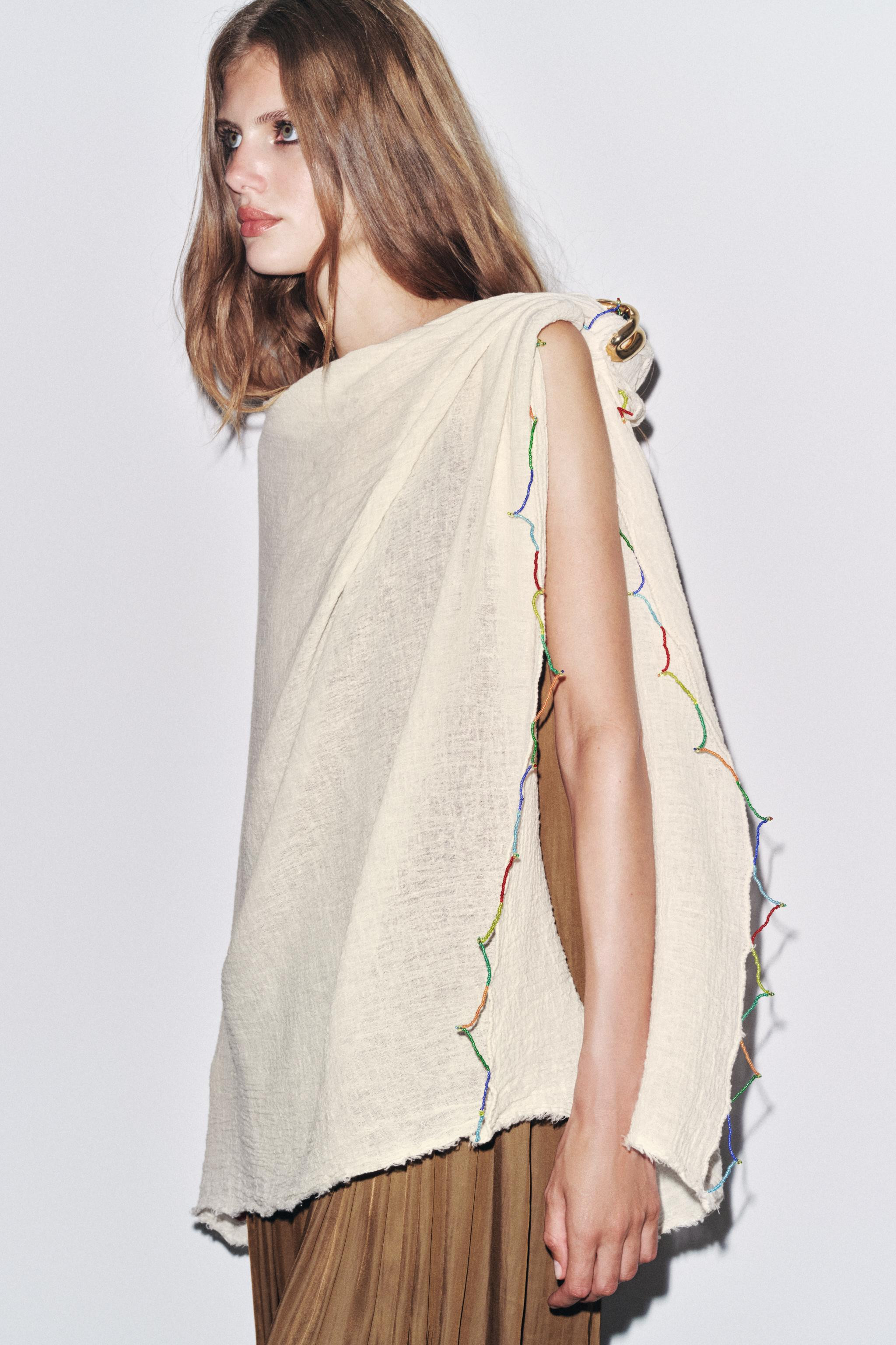 PLAIN BEADED SCARF | Zara US