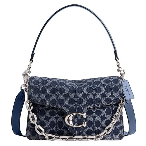 Coach Signature Denim Tabby Shoulder Bag with Chain, LH/Deep Blue Multi | Amazon (US)
