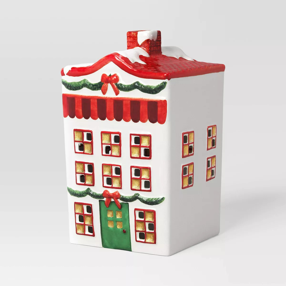 Christmas Earthenware Painted Decorative LED House White - Threshold™ | Target