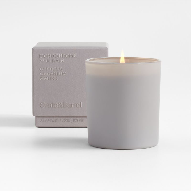 Monochrome No. 5 Rain 1-Wick Scented Candle - Cypress, Geranium and Musk + Reviews | Crate & Barr... | Crate & Barrel