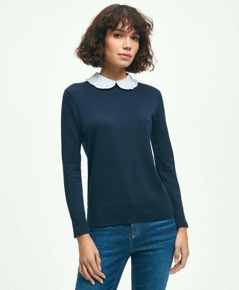 Cotton Removable Collar Sweater | Brooks Brothers