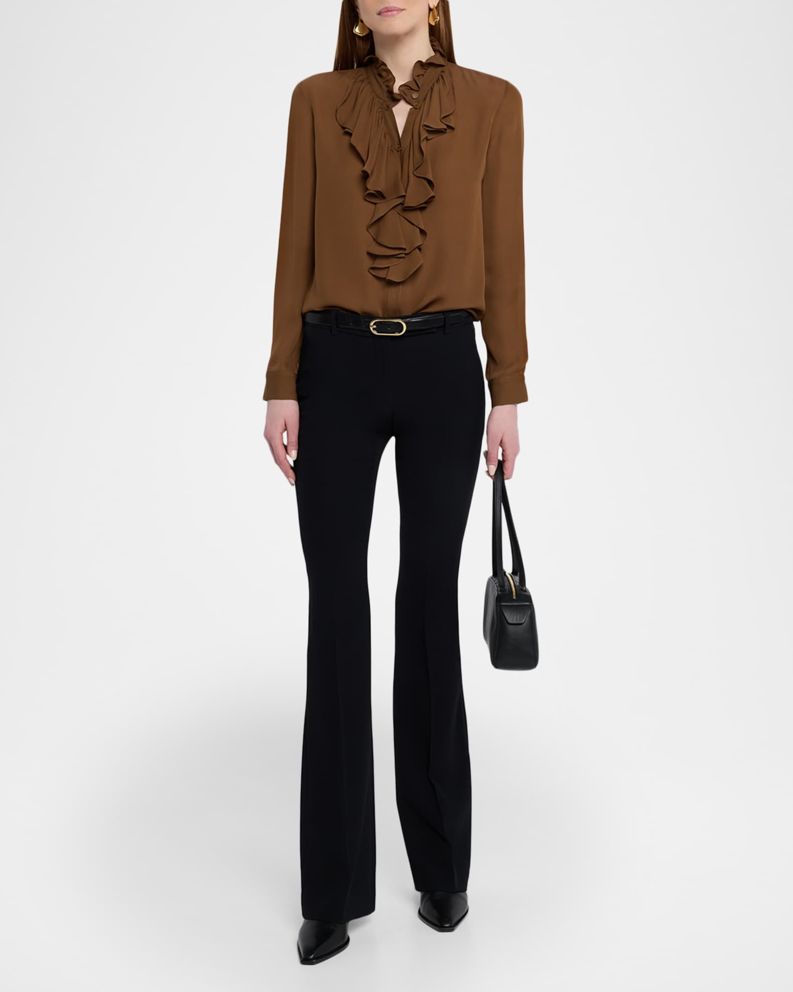 Lily Ruffle-Embellished Silk Blouse | Neiman Marcus