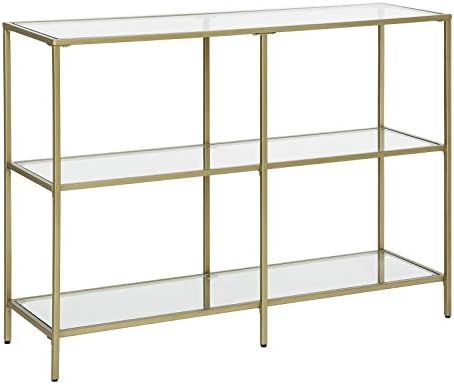 VASAGLE Console Sofa Table with 3 Shelves, 39.4 x 11.8 x 28.7 Inches, Metal Frame, Tempered Glass... | Amazon (US)