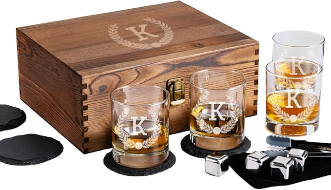 Froolu Customized Whiskey Gifts for Men - Personalized Scotch Glass Gift Set with Box - Engraved ... | Amazon (US)