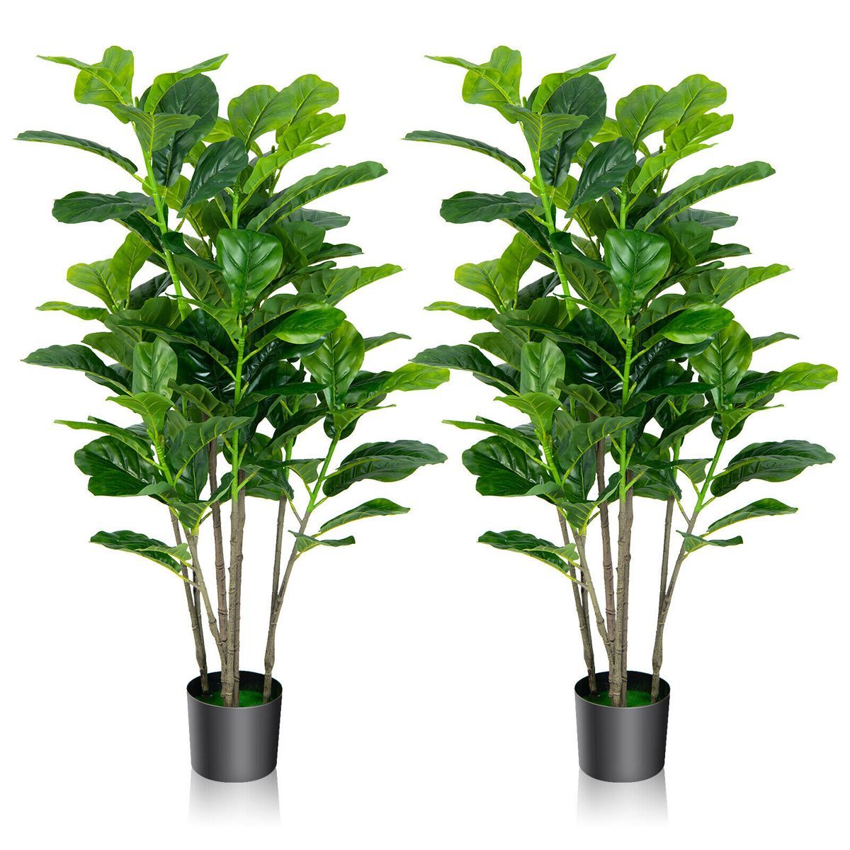 Tangkula 51"Artificial Tree 2-Pack Artificial Fiddle Leaf Fig Tree for Indoor Outdoor | Target