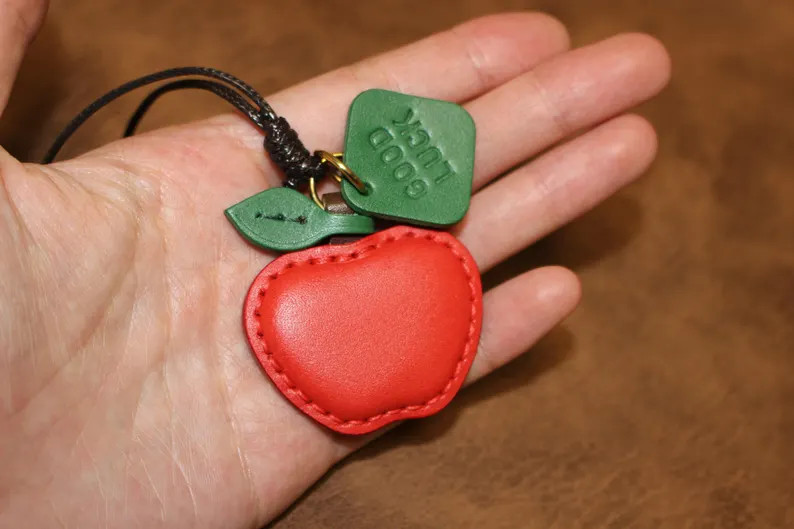 Leather Red Apple Bag Charm, Handmade Fruit Apple Bag Charm, Fruit Bag Pendant Bag Charm, Leather... | Etsy (US)