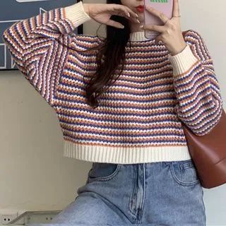 Striped Cropped Sweater | YesStyle Global