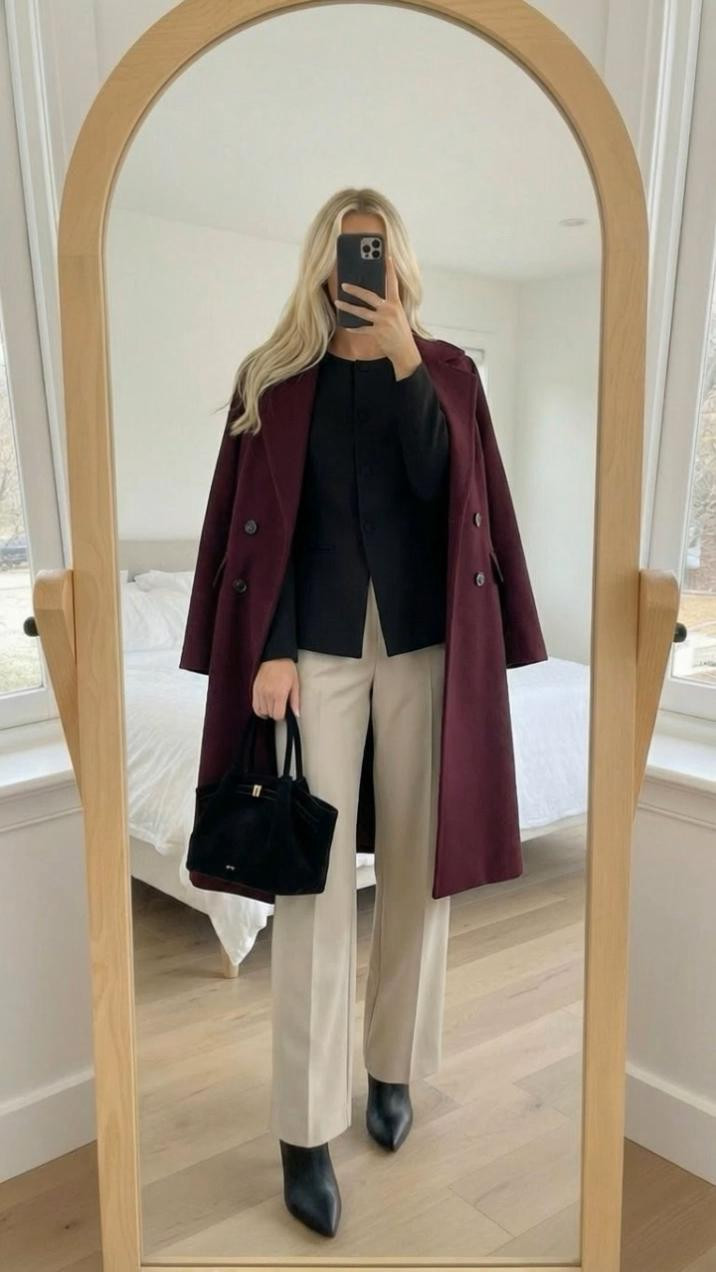 Another great work Wear all this one is absolutely studying with this fitted top. Where did these khaki pants and then add this gorgeous Amazon jacket absolutely stunning I love burgundy is definitely the color of the season. This is a great way to add it to your wardrobe by adding this beautiful piece along with whatever else you’re wearing.

#LTKgrwm #LTKWorkwear #LTKmorningroutine