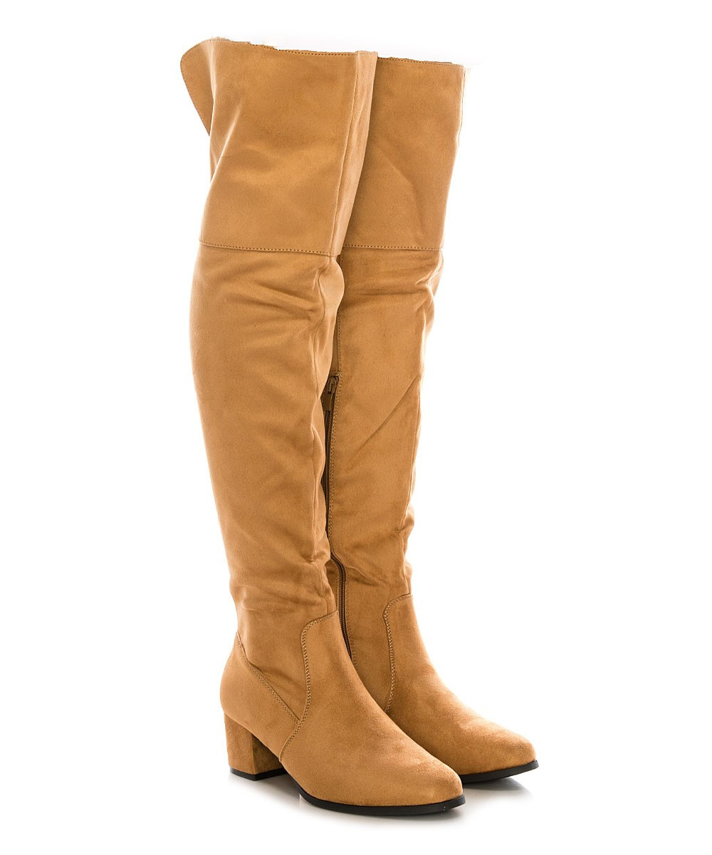 Nature Breeze Women's Casual boots TAN - Tan Linden Over-The-Knee Wide-Calf Boot - Women | Zulily