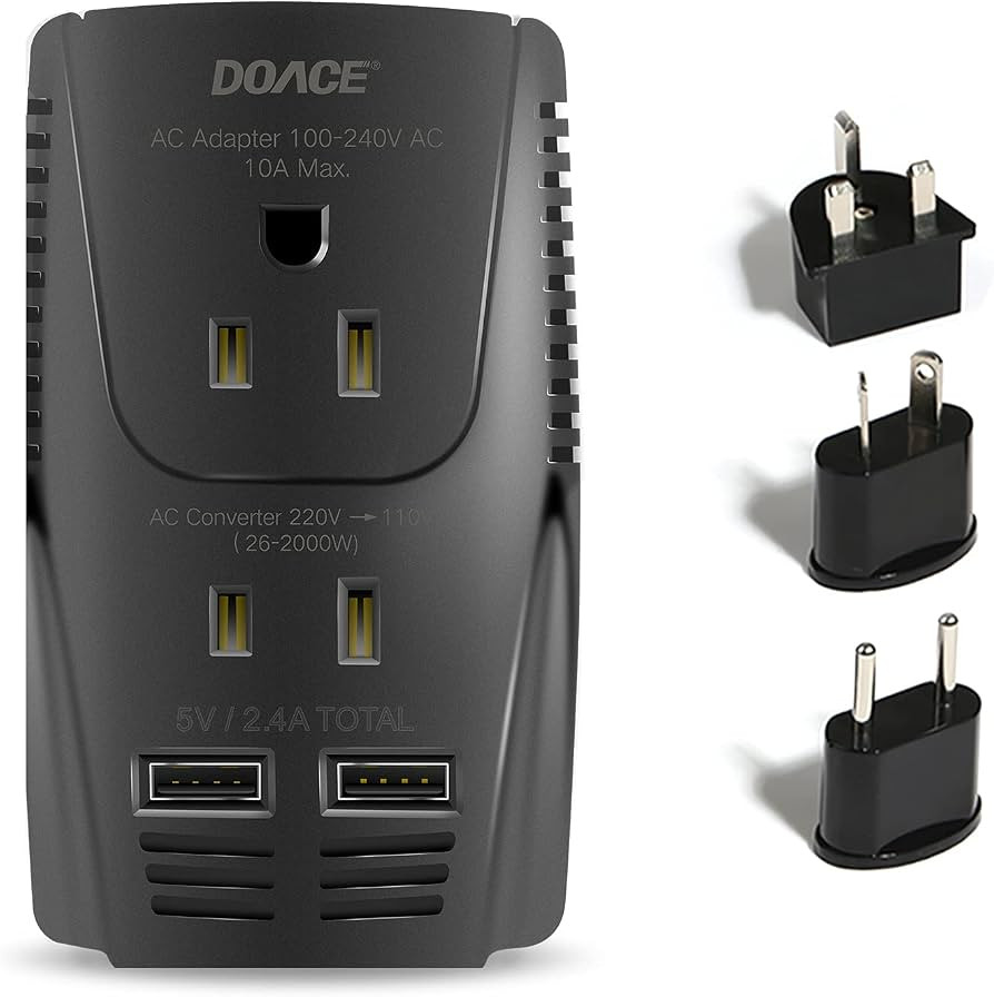 Upgraded DOACE® 2000W Travel Voltage Converter for Hair Dryer Straightener Curling Iron, Step Do... | Amazon (US)