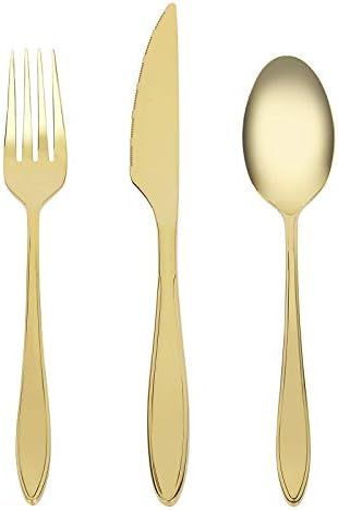 Gold Silverware Set Kitchen Forks Spoons Knifes Set Gold Flatware Set Stainless steel practical t... | Amazon (US)
