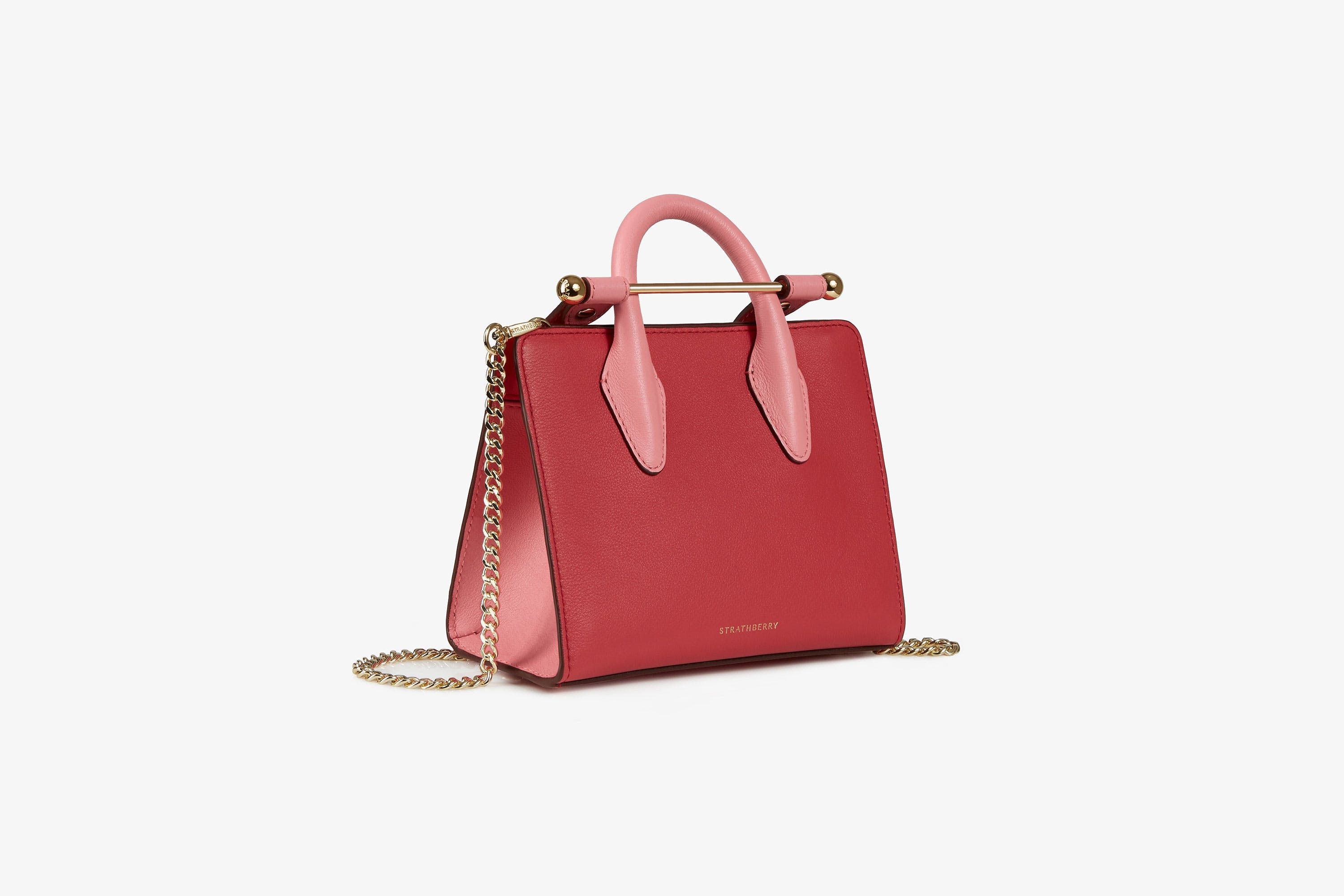 The Strathberry Nano Tote - Top Handle Leather Mini Tote Bag - Red / Pink | Strathberry | Strathberry