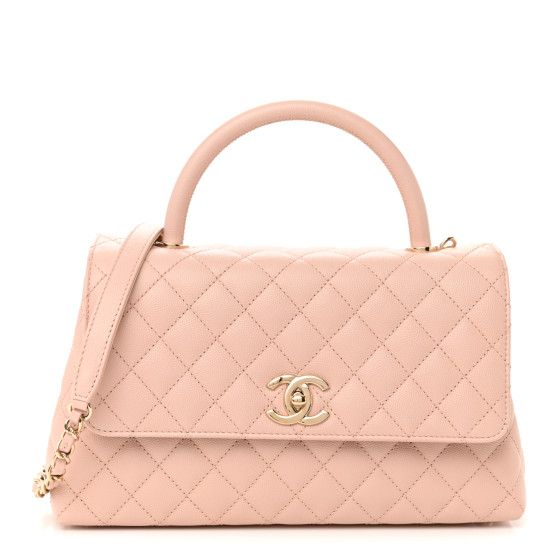 Caviar Quilted Small Coco Handle Flap Light Pink | FASHIONPHILE (US)