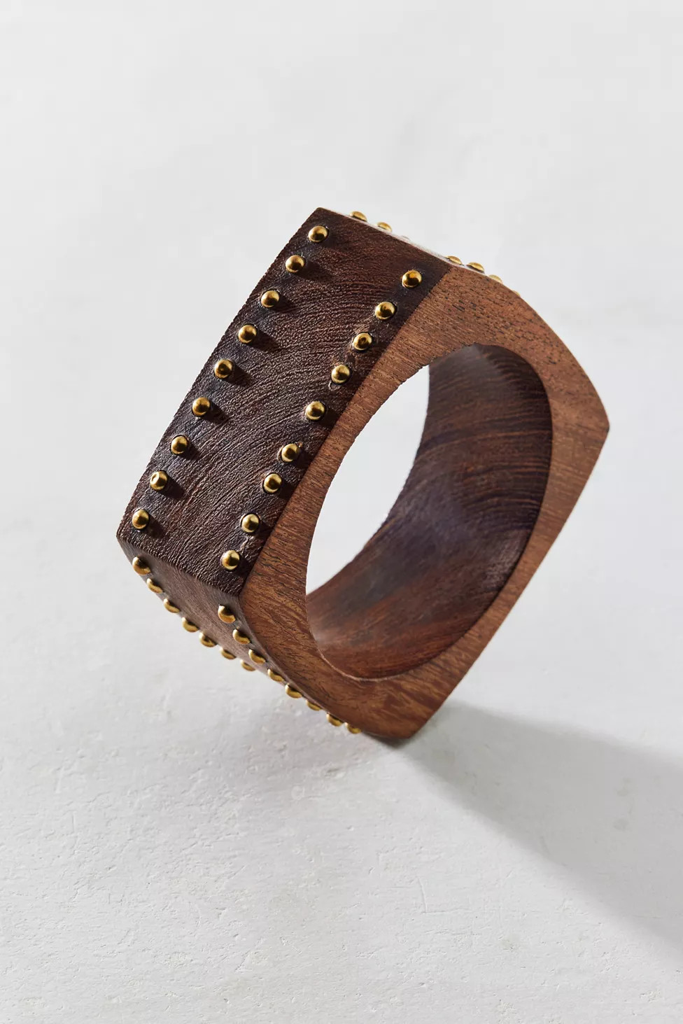Studded Square Wooden Bangle Bracelet | Urban Outfitters (US and RoW)