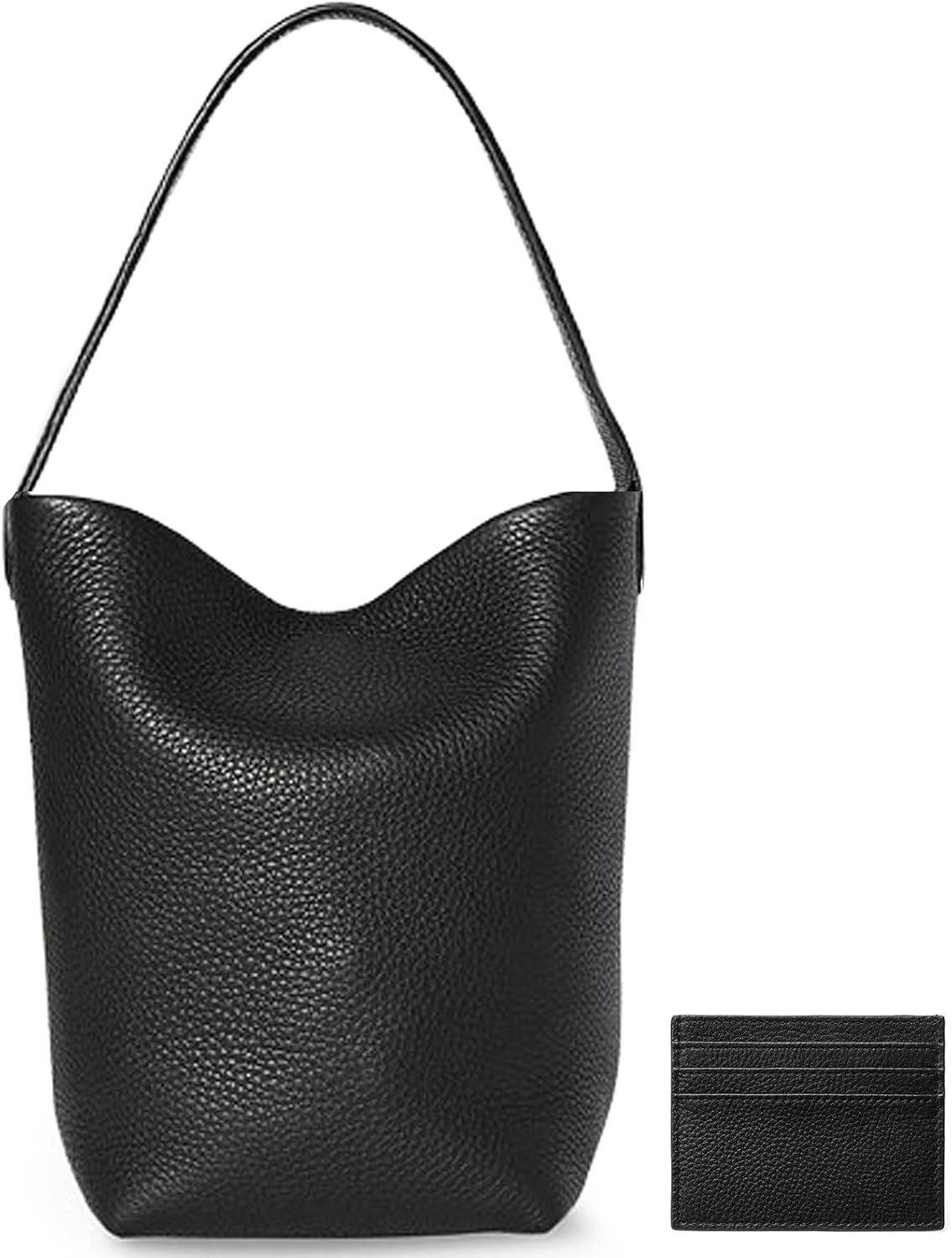 TRow Genuine Top-Grain Leather Bucket Shoulder Tote Bag with Inner Bag | Amazon (US)