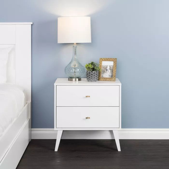 Mid Century Modern 2 Drawer Wide Nightstand  - Prepac | Target
