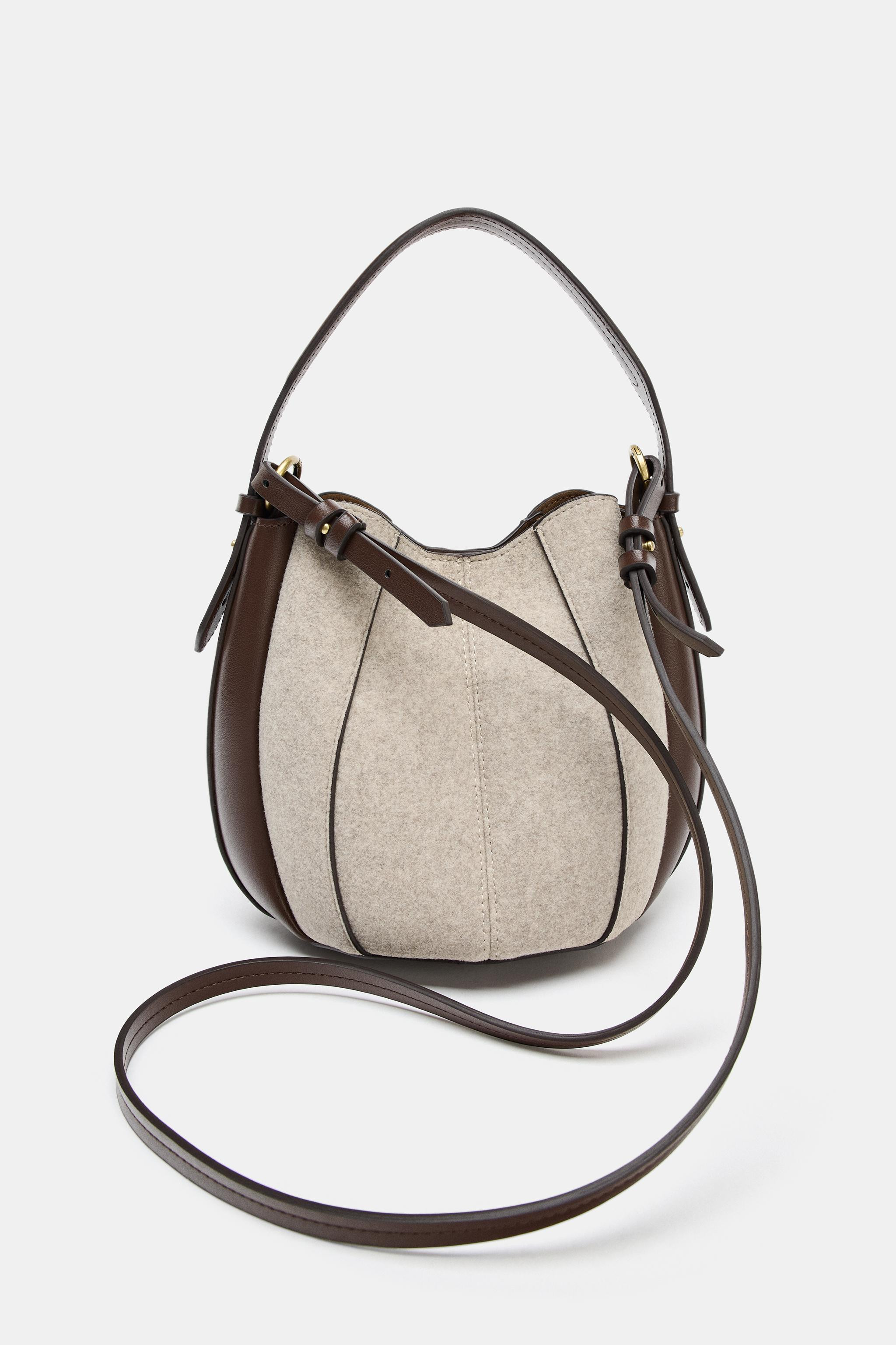 TOPSTITCHED FABRIC BUCKET BAG | Zara US