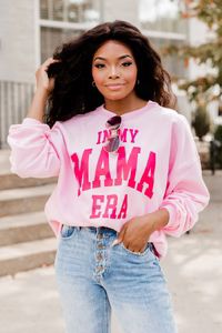 In My Mama Era Light Pink Oversized Graphic Sweatshirt | Pink Lily