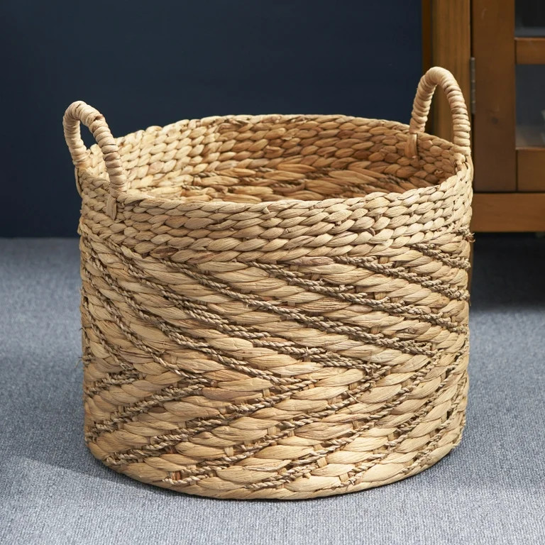 Large Round Woven Basket, Natural Seagrass Storage with Handles 15x15x12 Inches | Walmart (US)