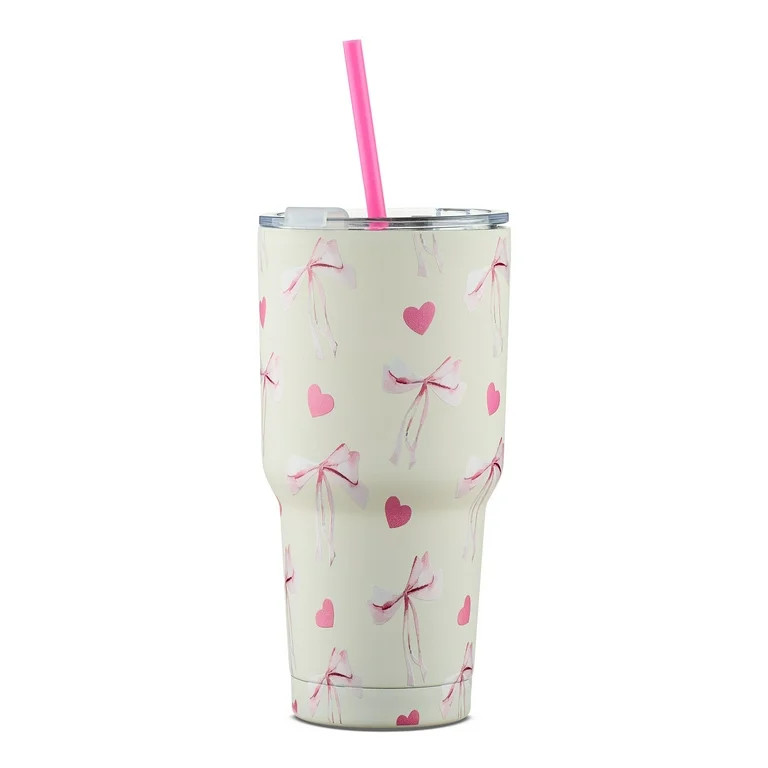 Stainless Steel Tumbler, Pink Hearts, 32 fl oz, Valentine's Day by Way To Celebrate | Walmart (US)