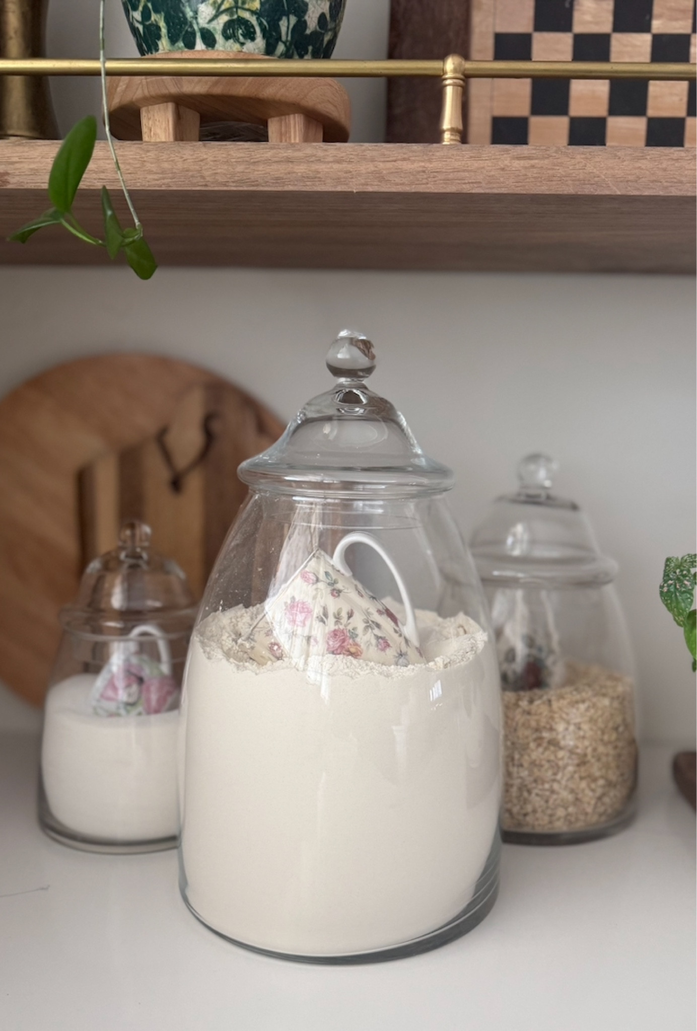 Adore these bon bon jars with extra charm: the thrifted tea cups as scoops 🤍✨

Sizes shown:
S: At Home 8”
M: At Home 11.5”
L: Paynes Gray 15”

bon bon jars | at home jars | at home decor | paynes gray jars | kitchen decor |grandmacore | vintage decor | kitchen grandmacore aesthetic 

#LTKHome #LTKFindsUnder100 #LTKU