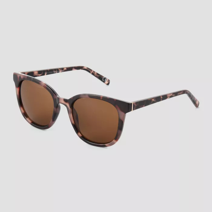 Women's Tortoise Shell Print Crystal Plastic Square Sunglasses - Universal Thread™ Brown | Target