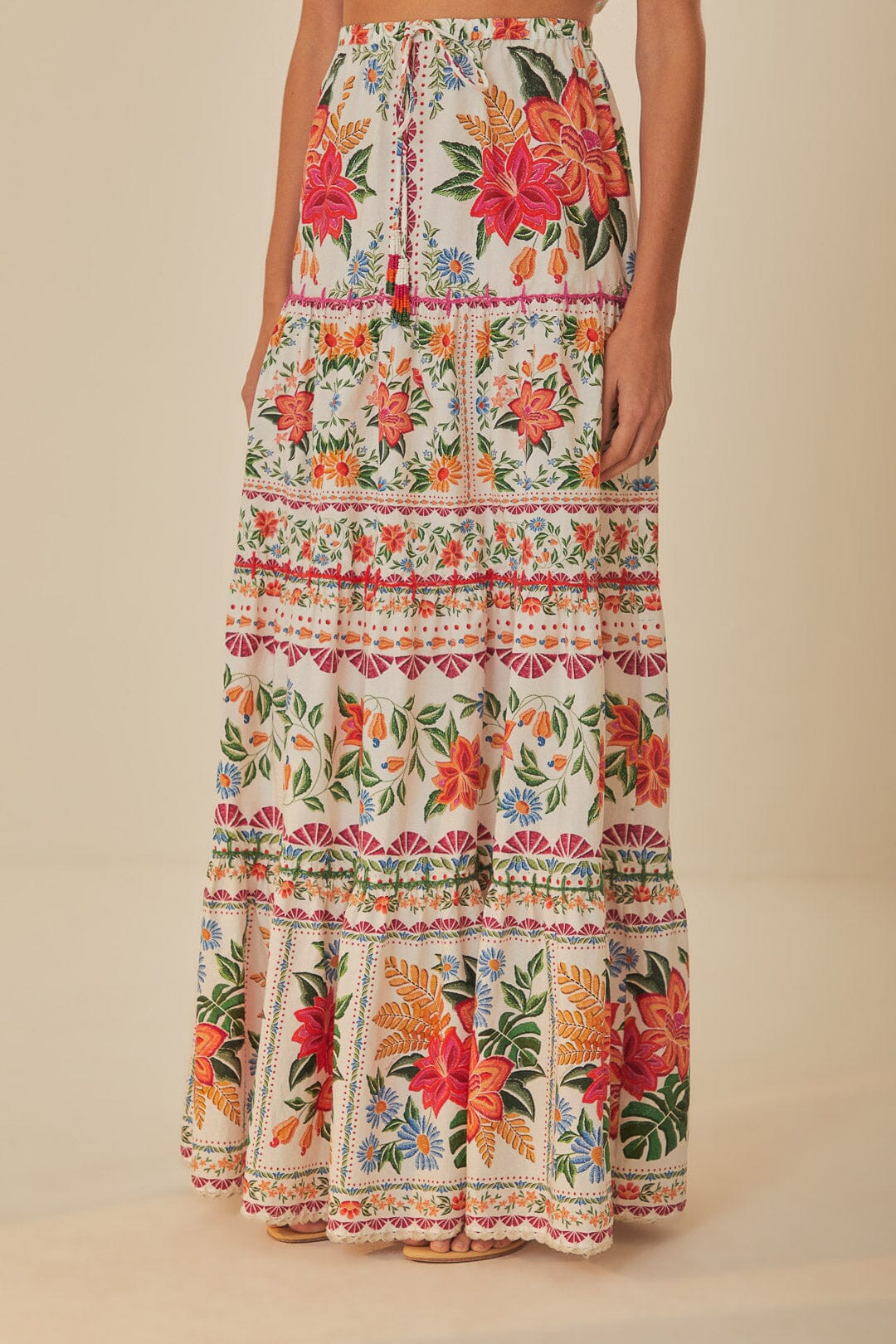 Off-White Bloom Garden Maxi Skirt | FarmRio (US)