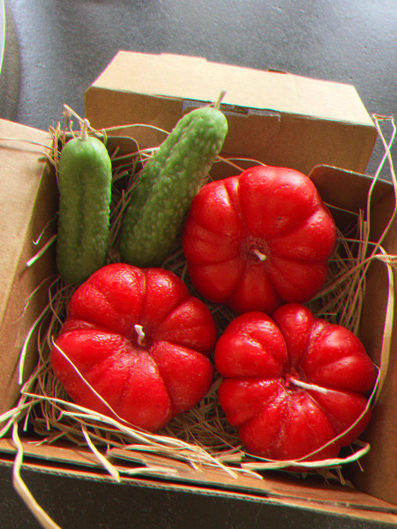 Christmas Gift Set of 5 Candles, Realistic Tomato/cucumber Handmade Candles, Unique Table Decor -... | Etsy (US)