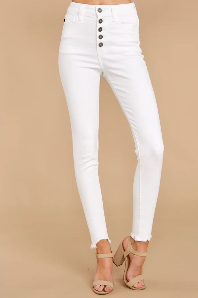 Advanced Basics White Skinny Jeans | Red Dress 