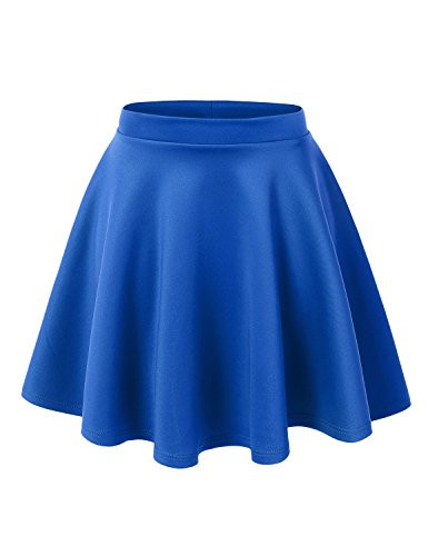 MBJ WB211 Women's Basic Versatile Stretchy Flared Skater Skirt for Girl M Royal_Brite | Amazon (US)