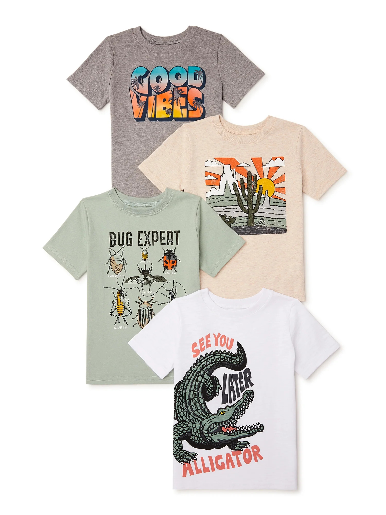 Garanimals Baby and Toddler Boy Graphic Short-Sleeve T-Shirt, 4-Pack, Sizes 12M-5T | Walmart (US)