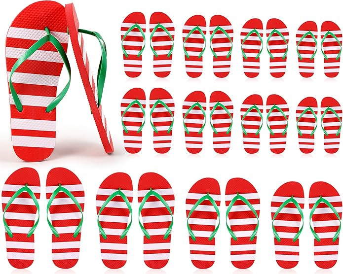 Christmas in July Party Favors 4 Size 12 Pairs Flip Flops Bulk Summer Supplies for Adults Beach P... | Amazon (US)