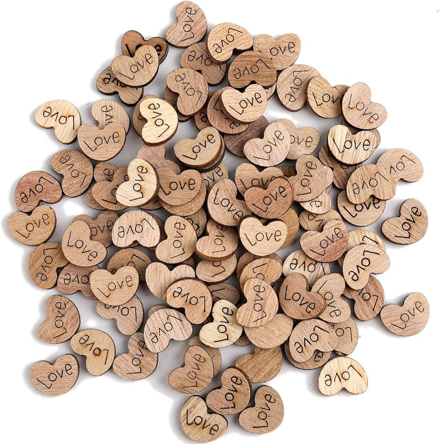 Tosnail 1000 Pieces Mini Rustic Wooden Hearts for Craft Project Wedding Table Scatter Decoration | Amazon (US)