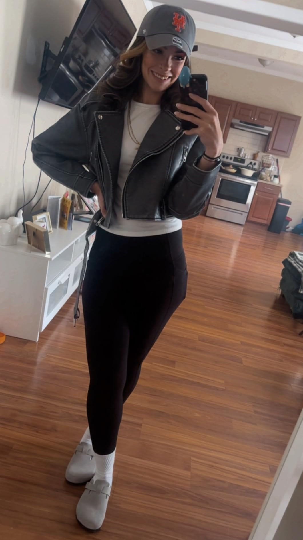 LY VAREY LIN Women Faux Leather Cropped Jacket Lapel Zipper Biker Short Coat with Belt | Amazon (US)