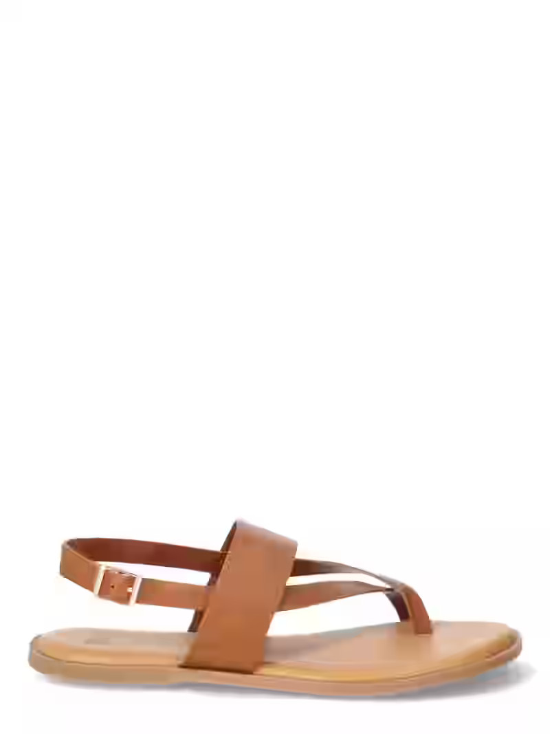 Time and Tru Women's Strappy Toe Thong Sandals, Sizes 6-11 | Walmart (US)