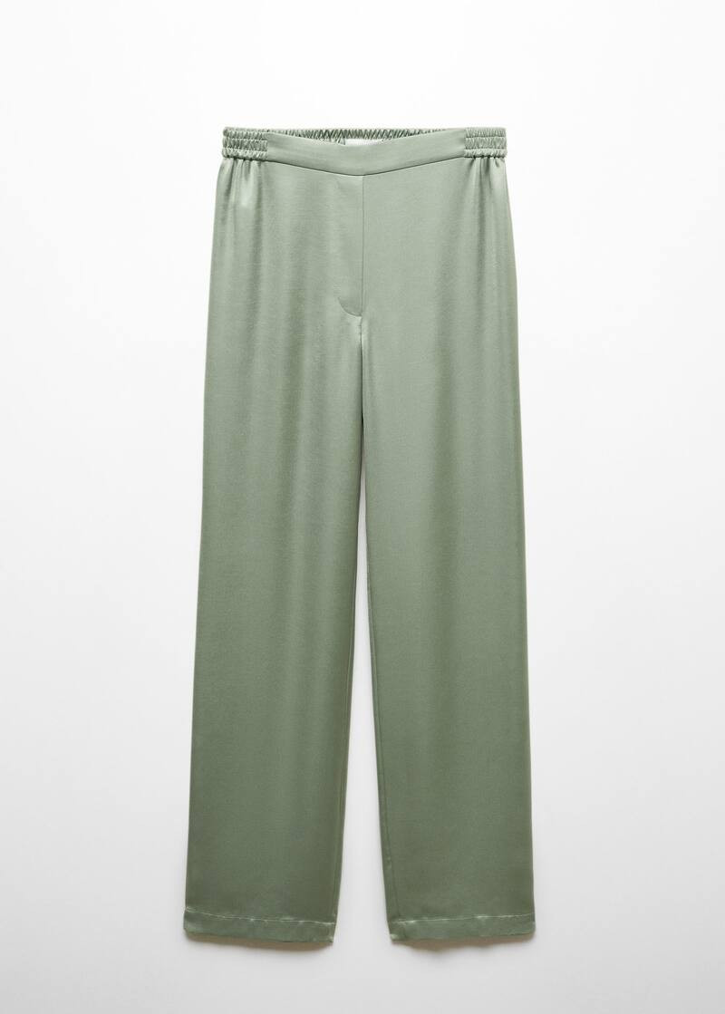 Satin pants with elastic waist -  Women | Mango USA | MANGO (US)