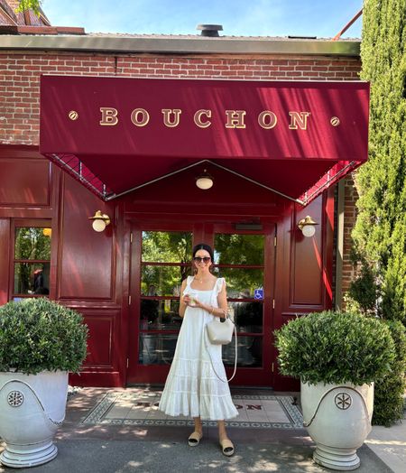 Lunch in Yountville…
My white dress is Anhropologie. I’m linking a few similar styles since mine is sold out.
My shoes are Chanel espadrilles. I’ll link a couple pre owned pairs. 
Sunglasses are Longchamp.
Bag is Zara.

Summer outfit 
White midis dress
Chanel lambskin espadrille 

#LTKOver40 #LTKShoeCrush