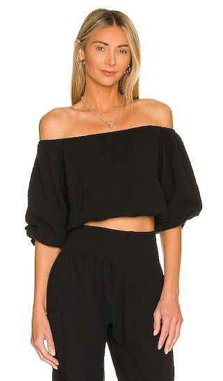 Bobi Off the Shoulder Top in Black. - size XS | Revolve Clothing (Global)