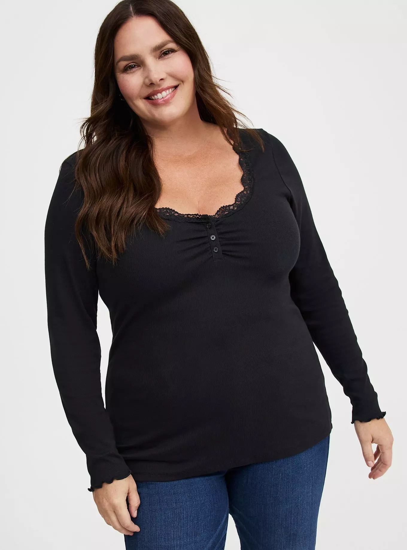 Cotton Modal Rib Henley Top | Torrid (US & Canada)