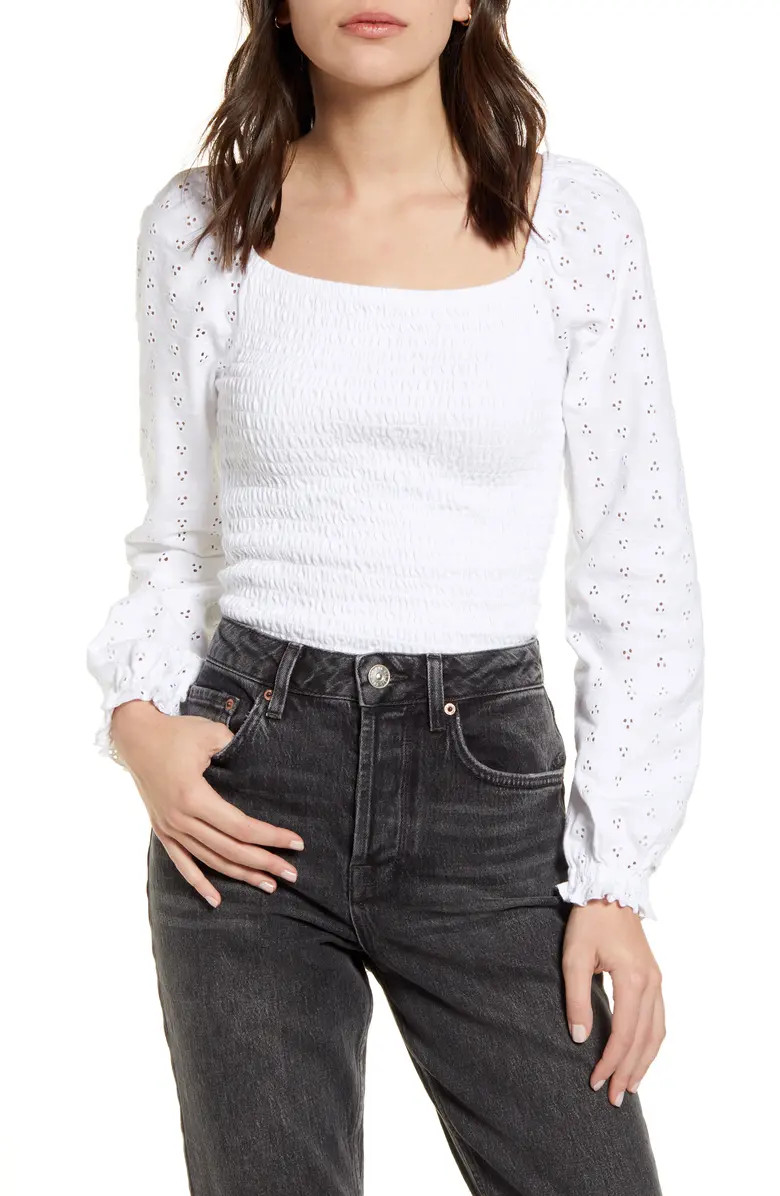 Square Neck Eyelet Top | Nordstrom