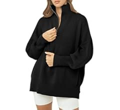 ANRABESS Women's Long Sleeve 1/4 Zipper Collar Drop Shoulder Oversized Slouchy Sweatshirt Pullover S | Amazon (US)