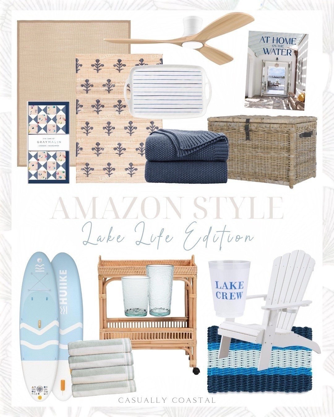 Amazon Style: Lake Life Edition 

Amazon home decor, Amazon rug, lake house decor, beach house decor, Beachy decor, lake house style, lake house rug, Amazon rug, neutral rug, 8x10 rug, smart 52” wood flush mount ceiling fan, At Home on the Water, lake house book, wicker storage trunk, melamine handled platter, inflatable paddle board, rattan two tier wine cart, coastal cart, coastal rug, lake house towels, oversized beach towels, blue throw blanket, Amazon throw blanket, outdoor door mat, lake house mat, rope doormat, acrylic tumbler and highball drinking glasses, Gray Malin The Beach 2 in 1 game set, checkers, backgammon, Adirondack chair, lake crew cup, lake door mat, rattan accent chair 

#LTKSeasonal #LTKHome