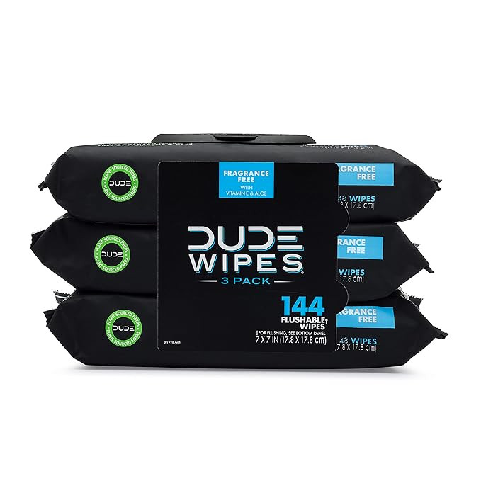 DUDE Wipes Flushable Wipes Dispenser, Unscented Wet Wipes with Vitamin-E & Aloe for at-Home Use, ... | Amazon (US)