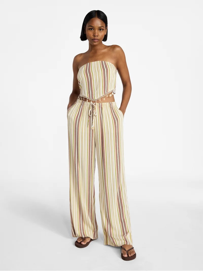 No Boundaries Scarf Top and Beach Pants Set, 2-Piece, Women's XXS-XXL | Walmart (US)
