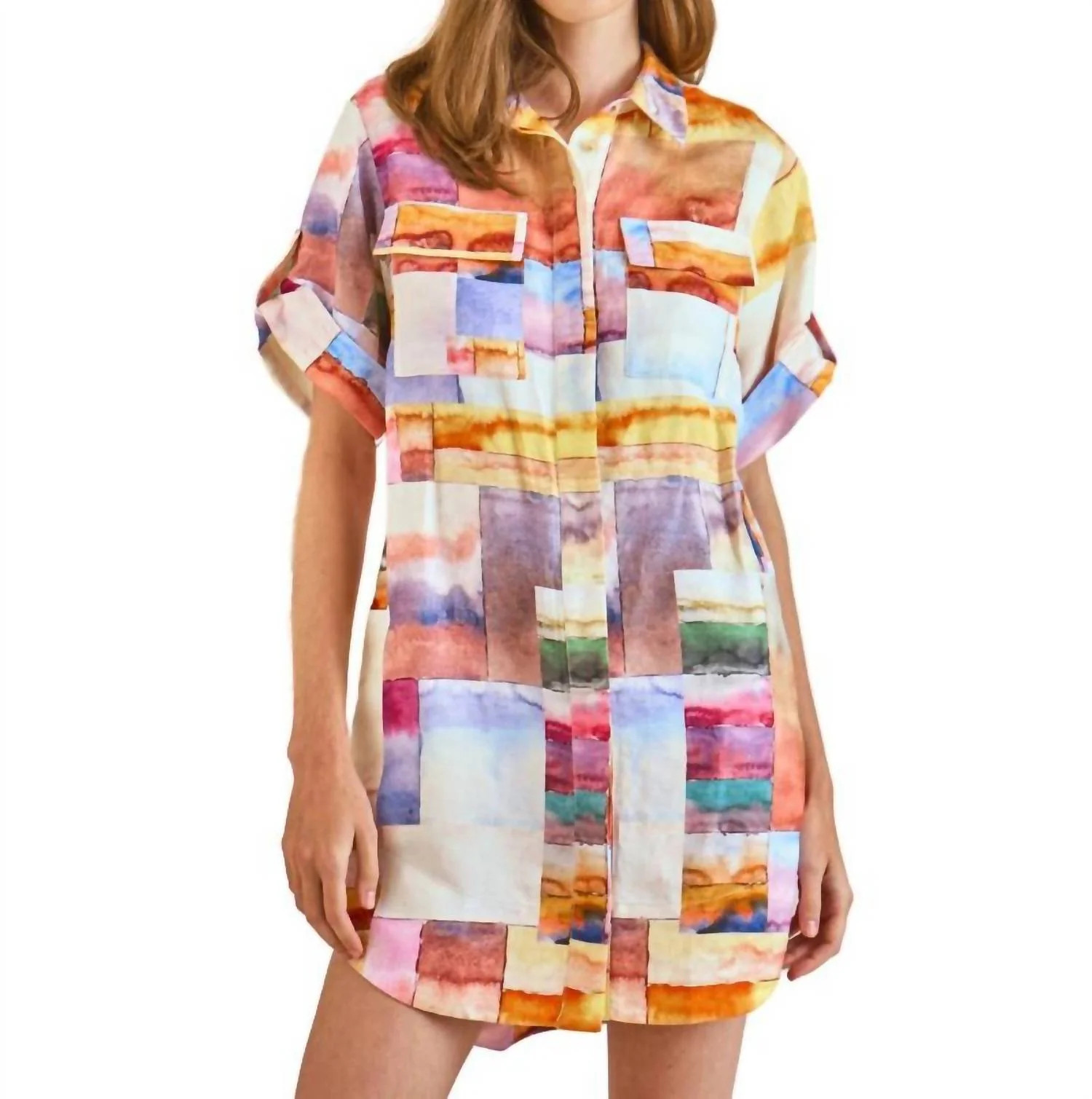 Nicole Dress In Watercolor Mosaic | Shop Simon